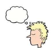 cartoon male face with thought bubble N18