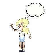 cartoon pretty woman with idea thought bubble N59