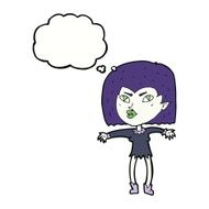 cartoon vampire girl with thought bubble N187