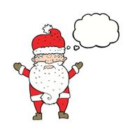 cartoon grumpy santa with thought bubble N9