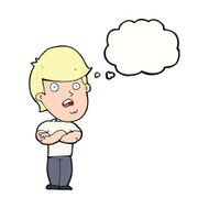 cartoon disappointed man with thought bubble N5
