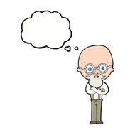 cartoon annoyed old man with thought bubble N57
