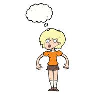 cartoon surprised woman with thought bubble N205