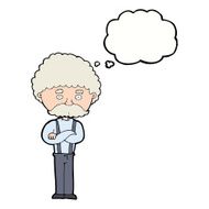 cartoon old man with thought bubble N16