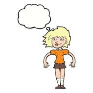 cartoon happy woman with thought bubble N214