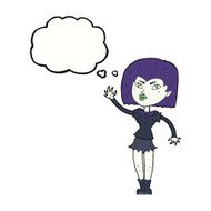 cartoon pretty vampire girl with thought bubble N26