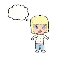 cartoon overweight woman with thought bubble N14