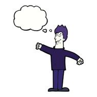 cartoon happy vampire with thought bubble N36
