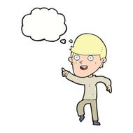 cartoon happy man with thought bubble N381