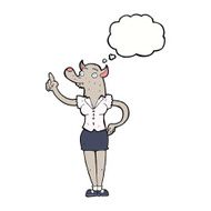 cartoon werewolf woman with idea thought bubble N5