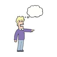 cartoon man accusing with thought bubble N18