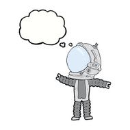 cartoon astronaut with thought bubble N98