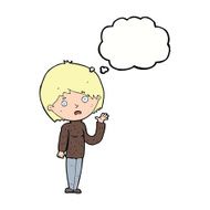 cartoon worried woman with thought bubble N65