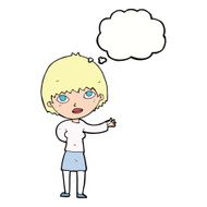 cartoon woman explaining with thought bubble N44