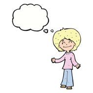 cartoon happy woman with thought bubble N215