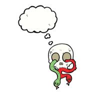 cartoon skull with snakes thought bubble N5