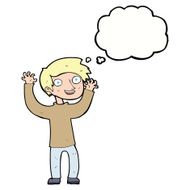 cartoon happy man with thought bubble N382