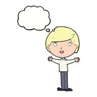cartoon happy boy with thought bubble N190