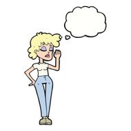 cartoon woman ignoring with thought bubble N25
