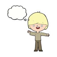 cartoon happy boy with thought bubble N191