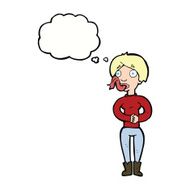 cartoon woman with snake tongue thought bubble N13