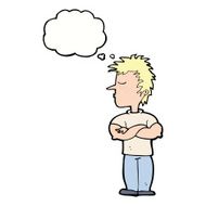 cartoon man refusing to listen with thought bubble N9