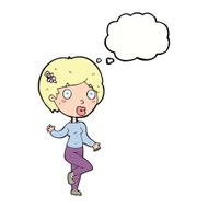 cartoon surprised woman with thought bubble N206