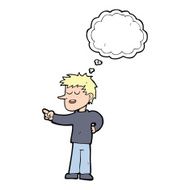cartoon man pointing with thought bubble N158