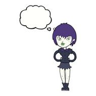 cartoon pretty vampire girl with thought bubble N27