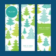 Vector holiday christmas trees vertical banners set pattern background