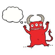 cartoon little devil with thought bubble N15