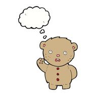 cartoon unhappy teddy bear with thought bubble