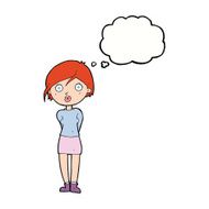 cartoon surprised girl with thought bubble N18