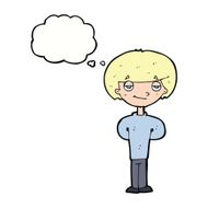cartoon happy man with thought bubble N384