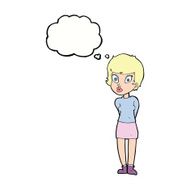 cartoon pretty woman with thought bubble N225