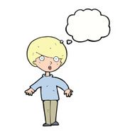 cartoon surprised man with thought bubble N114