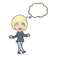 cartoon surprised woman with thought bubble N207