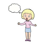 cartoon woman making excuses with thought bubble N17