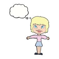 cartoon woman with open amrs thought bubble N9