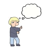 cartoon man gesturing with thought bubble N25