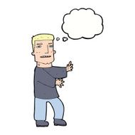 cartoon man gesturing with thought bubble N26