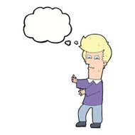 cartoon man gesturing wildly with thought bubble N9