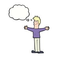 cartoon happy man with thought bubble N385