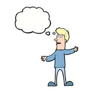 cartoon surprised man with thought bubble N115