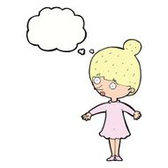 cartoon surprised woman with thought bubble N209