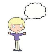 cartoon surprised man with thought bubble N116