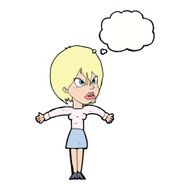 cartoon annoyed girl with thought bubble N17