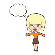cartoon woman giving thumbs up symbol with thought bubble N56