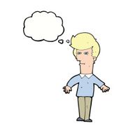 cartoon suspicious man with thought bubble N33