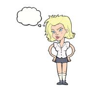 cartoon woman with hands on hips thought bubble N183